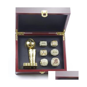 Solitaire Ring 6st Lk Basketball Bryant Team Champions Championship Set met houten kist Trofee Souvenir Mannen Vrouwen Jongen Fan Brithday Gi Dh8Oy