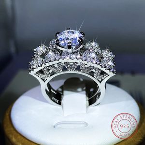 Bague solitaire en argent 925, nouveau style européen et américain, double couche, bague en zircon super ambre, bijoux pour femmes, bague de fiançailles 231115