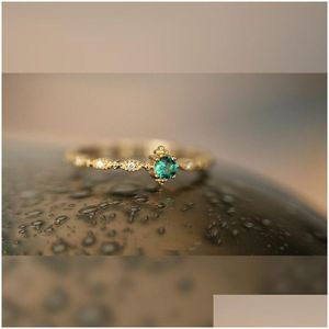 Solitaire Ring 925 Sterling Sier Fashion Tail Femmes Placing 14k Gold Design Simple Inlaid Emeralds Jewelry Accessoires Drop Livraison Dhqwy