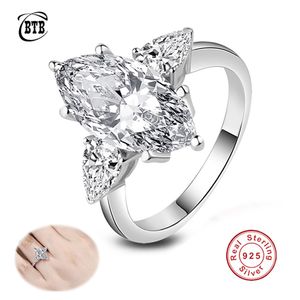 Solitaire Ring 925 Sterling Silver 4ct Marquise 8x16mm Luxury Diamond verlovingsringen voor vrouwen bruiloft Fijne sieraden Groothandel 221103