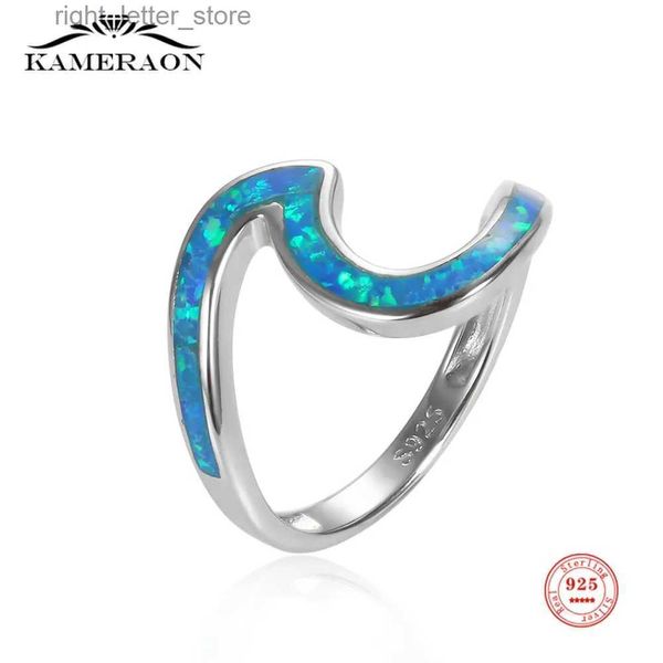 Solitärring 925 Sterling Silber Blauer Opal Welle Unregelmäßiger Ring für Frauen Mode Ozean Feiner Schmuck Dating Geburtstagsfeier Besondere Geschenke 2023 YQ231207