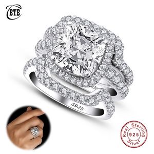 Solitaire Ring 925 Sterling Silver Classic Luxury Diamond Jewelry 3ct Wedding Anniversary S Set for Women Fine 220916