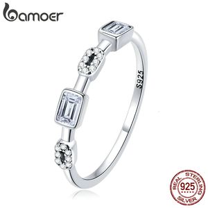 Solitaire ring 925 Sterling Silver Square Cubic Zirconia Ring voor Womwen Fine Jewelry Fashion Geometric Promise Ring Engagement Gift 230203