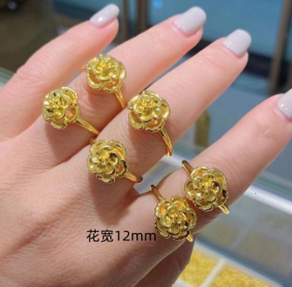Bague Solitaire 999 bagues de mariage en or véritable bijoux 24k original pour femme grande fleur environ 1g petite taille 4 5 230511