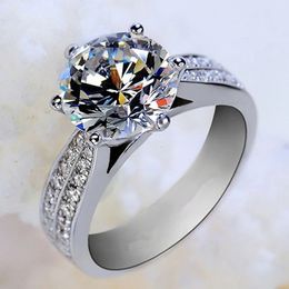 Solitaire Ring Accessoires voor Vrouwen Romantische Sixclaw Oversized Zirkoon Ringen Verloving Valentijnsdag Cadeau 231117