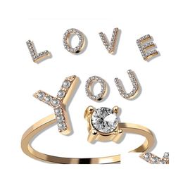 Solitaire ring verstelbare sieraden az 26 letters ringen voor vrouwelijke liefhebbers sier kleur strass name vrouwelijk initi￫le mode diamant cadeau dhckd dhckd