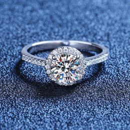 Bague solitaire AETEEY 0.5-3ct D couleur véritable diamant bague ronde pur 925 en argent Sterling pour les femmes de mariage bijoux fins RI020 231031