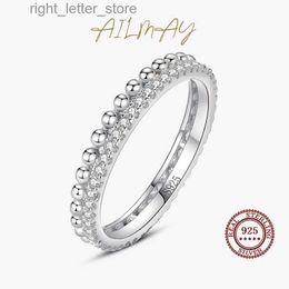 Solitaire Ring Ailmay 925 Sterling Silver Luxury Sparkling Clear Zirkon Finger Ring For Women Classic Luxury Wedding Accessories Sieraden Gift YQ231207