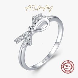 Solitaire Ring Ailmay Valentine Gift 925 Sterling Zilver CZ Fijne Ringen Koreaanse Stijl Voor Vrouwen Romantische Bruiloft Sieraden 230617
