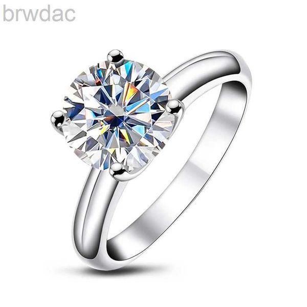 Ring Solitaire Anujewel 3ct D Color Moissanite Diamond Solitaire Anillos de boda para mujeres Anillo de compromiso Joya fina al por mayor D240419
