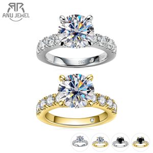 Solitaire ring Anujewel 4.3CTTW D kleur verlovingsringen 925 Sterling Silver 18K Gold Geplaatste lab gecreëerde diamanten trouwringen 230425