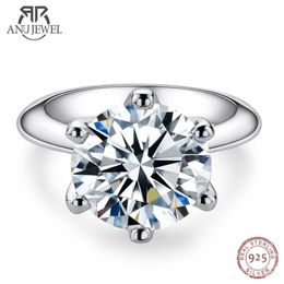 Bague Solitaire AnuJewel 5 D Couleur Grand Mariage Pour Femme Plaqué Or 18K Argent 925 Unique s Gros 221109