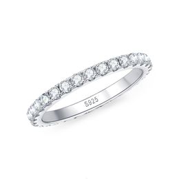 Solitaire ring Anziw 2mm ronde gesneden volledige bandringen voor vrouwen 925 sterling zilveren all-round trouwband sieraden geschenken 230403