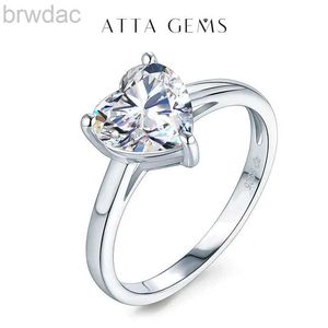 Solitaire Ring Attagems 2.0ct 8,0 mm Coeur Forme Moissanite Engagement Femme Ring Solitaire 925 Anneaux de diamant en argent sterling Fine bijoux D240419