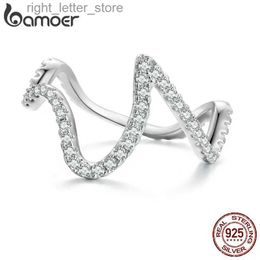 Solitaire Ring Bamoer 925 Sterling Zilver Origineel Ontwerp Onregelmatige Geometrische Vingerring Pave Setting CZ voor Vrouwen Verjaardagscadeau BSR314 YQ231207