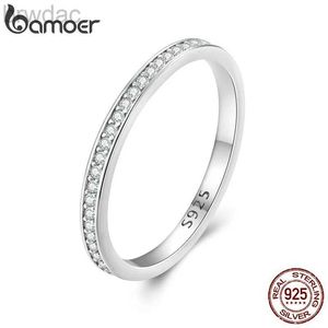 Solitaire ring Bamoer Moissanite Wedding Band 925 Sterling Silver Eternity Rings Platinum vergulde lab gecreëerde diamant stapelbare ring voor vrouwen D240419