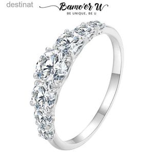 Anneau Solitaire Bamoer U 1.4CT RING MOSSANITE ROND COUPE 7 STONES LAB LAB DIAMOND RING POUR FEMME STERLING Silver Wedding Gift D Color VVS1L231220