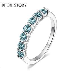 Solitaire Ring BIJOX STORY m Edelsteenringen voor vrouwen S925 zilveren bijpassende bruiloft diamanten band stapelbaar witgoud cadeau 231007