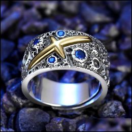 Bague Solitaire bleu pour femmes fille homme Couple Vintage déclaration anneaux bijoux cadeau livraison directe 2021 Lulubaby Dhoda