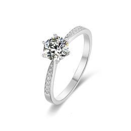 Anillo solitario BOEYCJR 925 Plata 1ct/2ct/3ct D Color VVS1 Elegante anillo de boda de compromiso para mujer regalo 230508