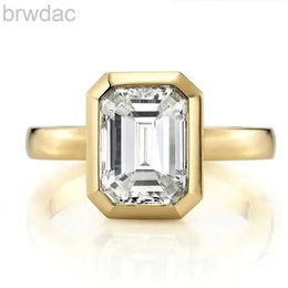 Solitaire Ring Borosa 100% 925 STERLING Silver 1-3Ct Emerald Cut simulé Moisuite Moisanite Gemstone Rague de mariage Bonnet Bijoux Fine pour les femmes D240419