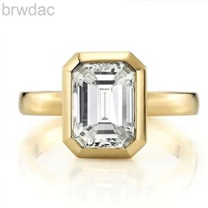 Solitaire Ring Borosa 100% 925 Sterling Silver 1-3CT CUT EMERALD CUT MOISSANITE GEMSTONE CONTIGURACIÓN DEL ANILLO DE BODA DEL TIERRA FINAL PARA LAS MUJER D240419