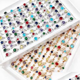 Solitaire Ring Charm 20pcs/Lot Colorf Rings Natural Stone Band para mujeres y hombres Joyas de moda de estilo mixto Gi Dhi7o