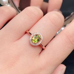 Solitaire ring Colifelove klassiek Gem Silver 5mm*7mm natuurlijke peridot Solid 925 sieraden August Birthstone Y2302