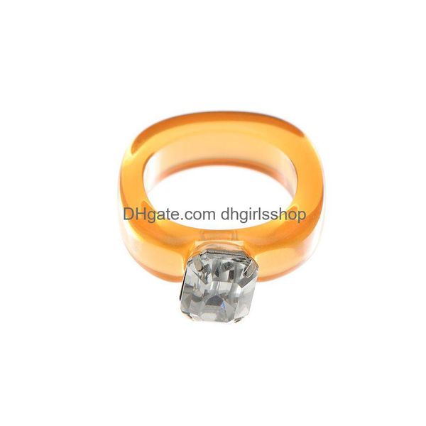 Solitaire Ring Colourf Transparent résine Rison Geométrique Géométrique Square Rounds Set For Women Jewelry Travel Gifts Drop Livrot Dhu8p