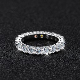 Bague Solitaire COSYA 2.2 Ct bagues à rangée complète pour femmes 925 en argent Sterling D or blanc diamant anneaux de mariage bijoux fins 230419