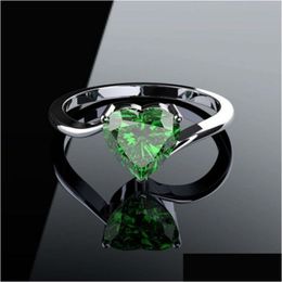 Solitaire Ring Kristal Hart Mode Liefde Diamanten Ringen Band Verloving Voor Vrouwen Sieraden Will En Sandy Gift Drop Levering Dhijn