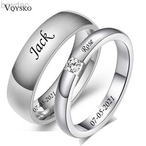 Solitaire ring Aangepaste roestvrij staal bruiloftspaar Ringen voor vrouwelijke mannen verlovingsbands CZ Stone Puzzle Solitaire feestring sieraden Gift D240419