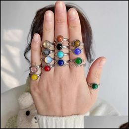 Solitaire ring schattige natuursteen ring handgemaakt Boheemse sieraden cadeau glas kristal voor vrouwen verjaardagsfeestje ringen verstelbare drop de dh9ru