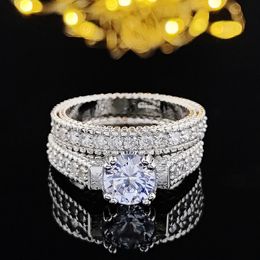 Solitaire Ring ontwerp Black Friday zilveren kleur bruid Ringen set bruids 2 stuks Dames Verloving Wieden luxe Voor vinger Sieraden r4434 231218