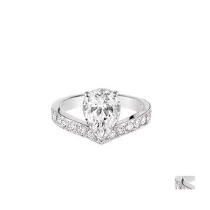 Solitaire ringontwerper Moissanite Pear Form Diamond Hart Micro -instelling Betrokkenheid Ringen Maat 819 met certificaat Zwarte kaart Drop Dhshy