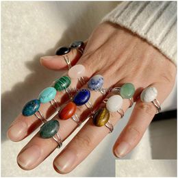 Anillo de solitario diferente cristal natural ajustable anillos plateados para mujeres niña fiesta club decoración joyería de moda entrega de gota dhfpo