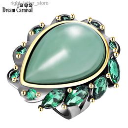 Bague Solitaire DreamCarnival1989 Exagérer Femmes Bague Grande Aventurine Vert Zircon Mariage Fiançailles Classique Bijoux Automne Hiver Fête WA11935 YQ231207