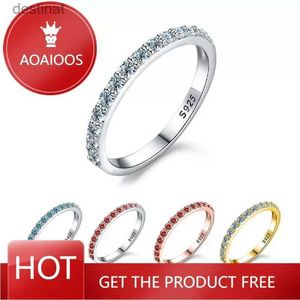 Solitaire Ring DRring 1,9 mm 100% volledige Moissanite ringen voor vrouwen Half Eternity Band Match Diamond Red Stone Sterling Zilver 925 Fijne sieradenL231220