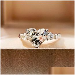 Solitaire ring Elegant liefde hartvorm Clear kubieke zirkonia stenen klassieke diamant joodly voor vrouwelijke meisjes drop levering sieraden dhrdk