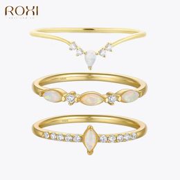 Solitaire Ring Elegante Opaal Kristallen Ringen voor Vrouwen 925 Sterling Zilver Bruiloft Verklaring Sieraden Anillos bague femme plata 231009