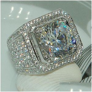 Solitaire Ring Europese en Amerikaanse mode-ringen Nieuwe agressieve heren diamanten ring Fl Micro Set 756 Q2 Drop Delivery Sieraden Ring Dhu7G