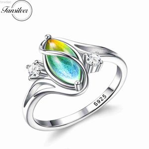 Solitaire ring fansilver 925 Sterling Silver Mood Rings for Women Cubic Zirconia Accenten 18K Gold vergulde ovale solitaire statement Silver Rings D240419