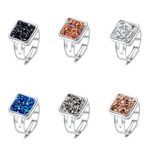 Solitaire ring Fashion Druzy Stone Rings for Women Healing Crystal Faux Natural Sier Finger Nieuwe Luxe sieraden Geschenkdruppel levering Dh9of