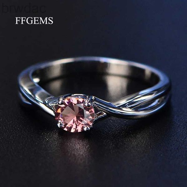 Solitaire Ring Ffgems Gemstone Gemstanite Amethyst Silver Ring Blue Sapphire Ring Silver 925 Bijoux Aquamarine Rings pour femmes Bagues de fiançailles D240419