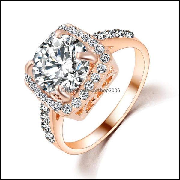 Bague Solitaire Pour Femmes De Luxe 18K Solide Zircon Or Fiançailles Amoureux De Mariage Couple Ensemble Anneaux De Pierres Précieuses Livraison Directe 20 Carshop2006 Dhorg