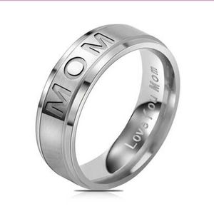 Bague Solitaire Gaxybb 'LOVE YOU MOM' Titanium Carving Women's Mother's Day Gift for Mom s Elegance Delicate Jewelry Y2303