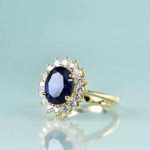 Bague Solitaire Gem's Beauty Princesse Diana Inspiré Déclaration Bague de Fiançailles 14K Gold Filled Sterling Silver lab Blue Sapphire Birthstone Ring 221115