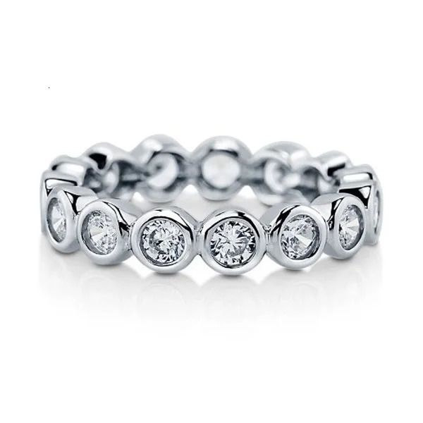 Bague Solitaire en argent Sterling 925 véritable, taille 5 6 7 8 9, pour femmes, réglage de la lunette, bande cz, cercle, bague en argent 231031