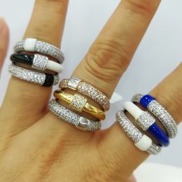 Solitaire Ring GODKI Trendy 3 bandes mix Big Bold Statement for Women Cubic Zircon Finger Rings Beads Charm Bohemian Beach Jewelry 230619