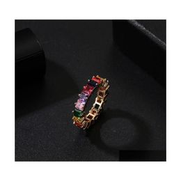 Solitaire ring goud bruiloft vrouwen mannen 69 vergulde regenboog liefde ringen micro verhard 7 kleuren bloemen sieraden paar cadeau 3359 q2 drop deliv dhtli